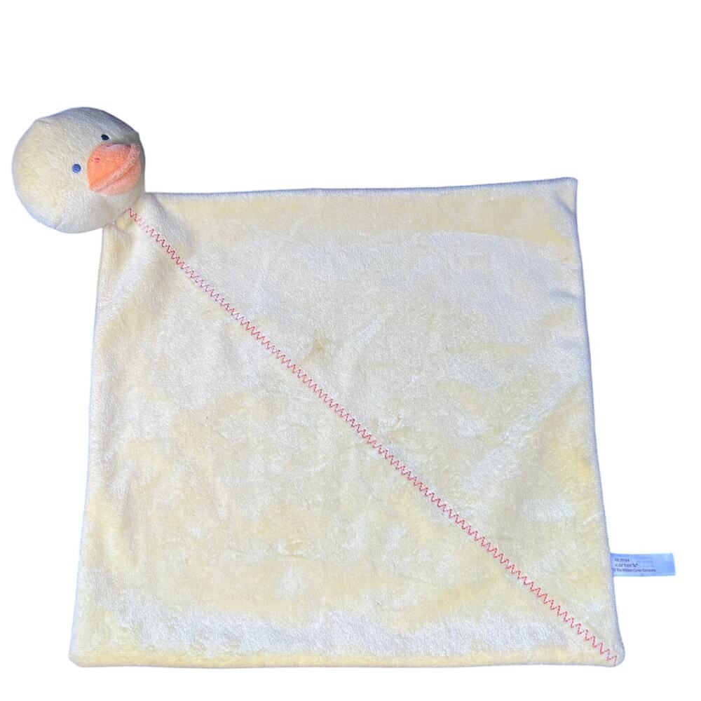 Carters Duck Lovey Yellow Orange Zig Zag Stitch Chick Plush Security Blanket